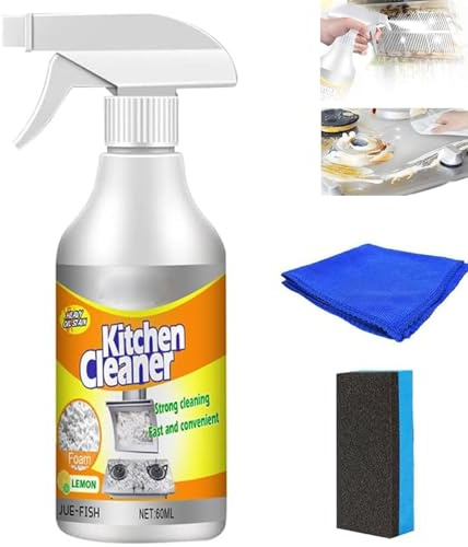 Detergente multiuso da cucina, detergente in schiuma per cucina, spray sgrassante resistente, potente e pulito per macchie di olio da cucina, facile da usare, detergente multiuso per cucina per casa,