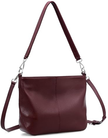 befen Umhängetasche aus echtem Leder für Damen, Schultertaschen für Damen, kleine Handtasche und Hobo-Tragetasche für Damen, mit 2 Riemen