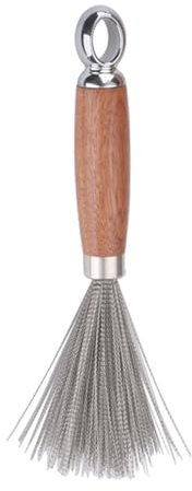 Cleaning Dish Brush - Wooden Long-Handle Dish Brush Stainless Steel Pot Scrubber - Long-Lasting Efficient Rust-Proof Cookware Brush for Pans, Sink & Dish