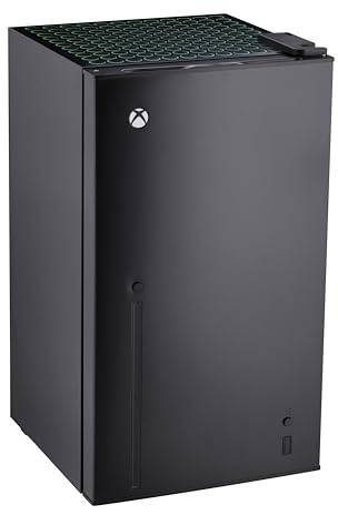 Ukonic Xbox Series S Fridge – Large 3.2 cu.ft. Large Compact Refrigerator, LED Lighting, Quiet Cooling, Reversible Door, Game Room Décor, Holds Drinks & Snacks