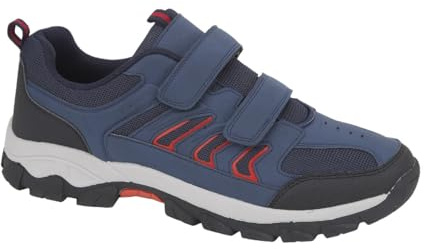 Men's Wide Fitting Breathable Lace Up Padded Collar Hiker Trainers (Navy Strap, UK Footwear Size System, Adult, Women, Numeric, Wide, 12)