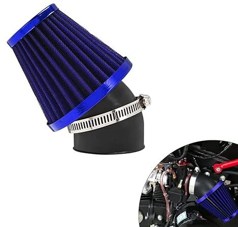 JFG RACING Filtro de Aire Moto 48 mm,Filtro Aire Universal Moto,Filtro Aire Admisión Aluminio para Motocross,Pit Bike,Scooter, ATV Limpiador de Carburador-Azul