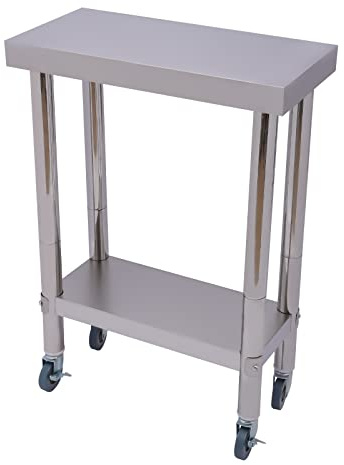 Arbeitstisch Edelstahl, Edelstahltisch mit Rädern,für Vorbereitung und Arbeit, 60 * 30 * 85 cm kommerzieller Küchen- und Arbeitstisch mit Unterregal und Praktische Rollen,für Restaurant und Hotelküche