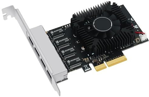 YXYOZMD Carte réseau RTL8245F Gigabit Ethernet PCI Express PCIE Carte réseau 2,5 Gbps Adaptateur LAN Carte réseau RJ45 4 Ports pour Ordinateur de Bureau