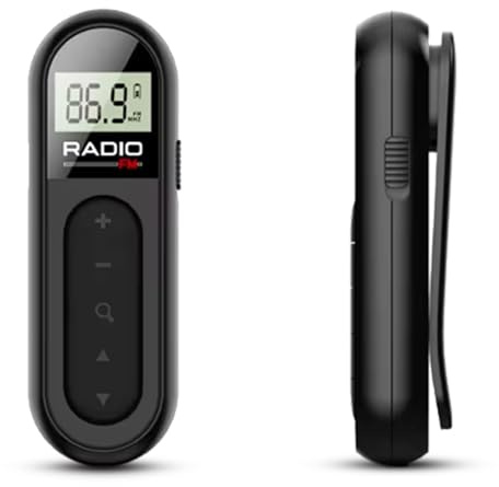FISHTEC Mini Radio FM à écran Pocket - Petit Portable de Poche Rechargeable avec Batterie Idéal pour la Marche et Le Voyage