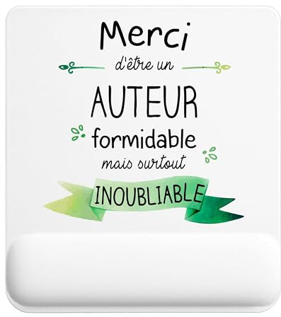 Planetee Tapis de Souris Merci Auteur Inoubliable | Accessoire Bureau Ergonomique - Idéal pour Anniversaire, Collègue, Secret Santa Noël, Fête des Pères et Fête des Mères