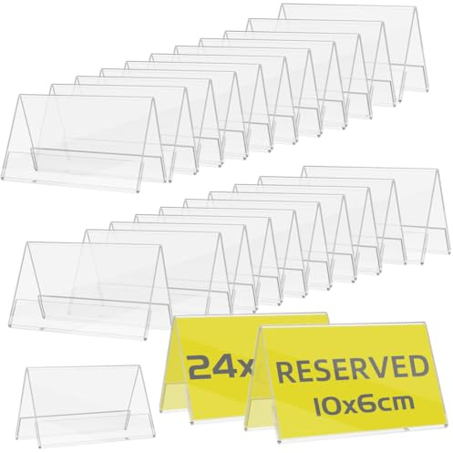 TAPKUA 24 Espositori da Tavolo in Acrilico, 10x6 cm Supporti Trasparenti su Entrambi i Lati, Adatti per Ristoranti, Hotel e Tutti i Tipi di Eventi