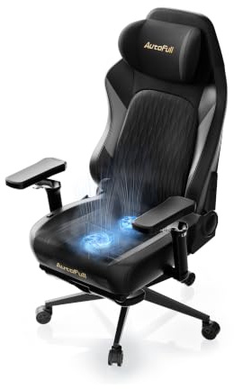 AutoFull M6 Pro 2.0 Gaming Stuhl, mit Heizung & Kühlung, Schwarz | Für Wettkämpfe zertifiziert, dynamische 4D-Lordosenstütze，atmungsaktives Material, vollständig verstellbar