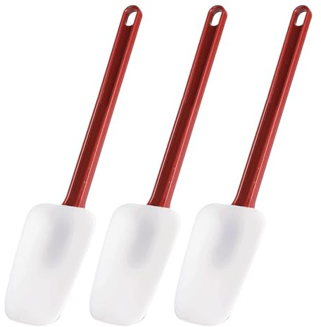 3pcs Heat Resistant Silicone Spatula Set, Rubber Spatulas for Cooking, Baking and Kitchen Use, Non-Slip Nylon Handle, Easy to Clean, High Temperature Resistant Spatula Spoon