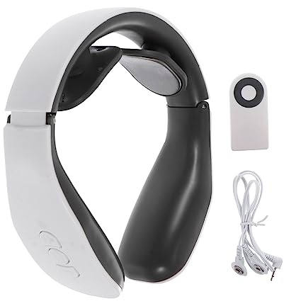 WATIIFUFU Weißes Tragbares Nackenmassagegerät mit Elektromagnetischer Pulswärme 4 Massagearten und 15 Intensitätsstufen für Effektive Nackenpflege im Schlafzimmer