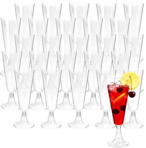 APOMOONS 25 Stück Sektgläser Plastik 150ml, Transparentes Plastik Sektgläser Kunststoff Einweg, Champagnergläser für Hochzeiten Geburtstag Partys