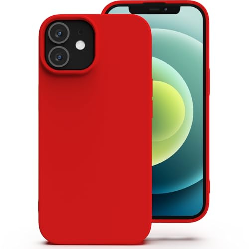 Zuvirelx Silikon Handyhülle für iPhone 12 Mini Hülle, Dünne, Weiches Griff, Minimalistisch, Stoßfest, rutschfest, Taschenpassend - Rot