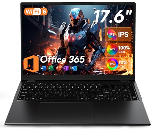 jumper 17.6 Inch Laptop with Office 365, 100% sRGB FHD Display, 16GB RAM 1TB SSD+128GB Storage, N5095 CPU, Windows 11, Backlit Keyboard, 7000mAh, WiFi-6, Laptops Computer for Students and Business