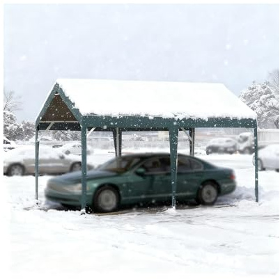 Grandi Carport Per Impieghi Gravosi Con Telaio Rinforzato, Kit Per Carport Antivento E Anti-neve Per Trattori, Camion, Camper, SUV(Green)