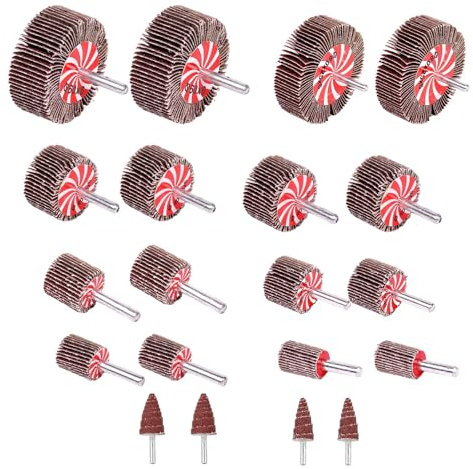 Helilyco Set di 20 dischi lamellari con grana 80, per trapano con ruote abrasive da 15-80 mm, in ossido di alluminio per metallo e legno