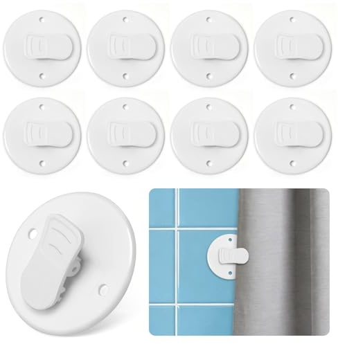 10 Stück Duschvorhang Clips Selbstklebend Und Windfest, Spritzschutz Halteklammern Für Dusche Und Badezimmer, Ohne Bohren Fixierclips Für Duschvorhänge, Ideal Für Zuhause, Wohnmobil Und Camper, Weiß