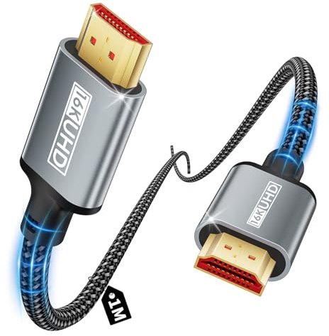 layajia Cable HDMI 16K 10K 8K de 1M, Cable Ultra HDMI 2.2 de Alta Velocidad 96Gbps, Soporta 16K@60Hz HDR, HDCP 2.2&2.3, Ethernet, 3D, ARC, Trenzado Compatible con Portátil, Monitor, PS5, PS4, Xbox