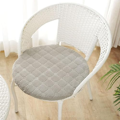 Generisch Rund Stuhlkissen 6er 4er 2er Set, Weiche Waschbar Sitzkissen Stuhl Rutschfest Cordstoff Sitzpolster Stuhlauflage Bodenkissen für Küche Esszimmer Garten Indoor Outdoor,Light gray,4er Set 40cm