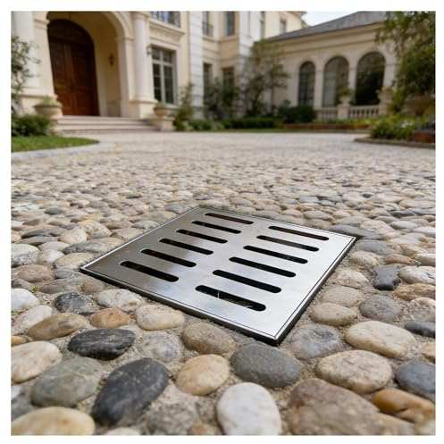 Tapa de Desagüe Exterior, Rejilla Acero Inoxidable Aguas Pluviales Rejilla Desagüe Cuadrada Marco para Patio Jardín Entrada de Vehículos Drenaje Rápido(10x10x2cm/3.9x3.9x0.8in)