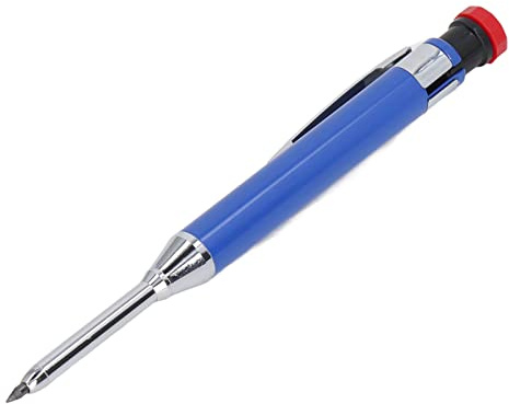 Sxhlseller Robuster Zimmermannsbleistift mit Spitzer, Bester Tieflochbohrer für den Bau, Beliebt bei Maurern, ABS und Metall (BLUE)
