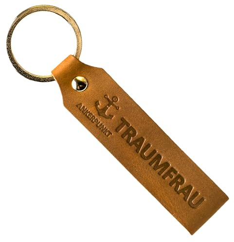 ANKERPUNKT Traumfrau Schlüsselanhänger Leder – Geschenke für Frauen, Geschenk Frau, Geburtstagsgeschenk für Frauen, Jahrestag Geschenk für Sie – Handmade in Germany, Vollrindleder Dunkelbraun
