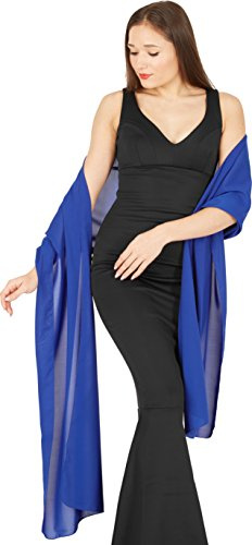 BlackButterfly Chiffong Brudtärna Bröllop Kväll Sjal Omslag (Kungsblå, 48.5B / 241.5L)