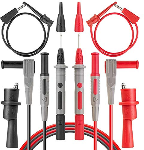 AstroAI Multimeter Messleitungen, messspitzen für multimeter | mit Verlängerungskabel Prüspitze, Mini Haken und Krokodilkelemmen Kabel Flexibele Spezialitäten Set, CAT IV Aktualisiert