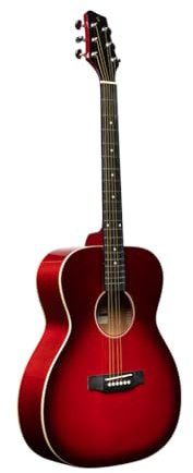 Stagg Akustikgitarre mit Decke aus Lindenholz, Transparent Rot