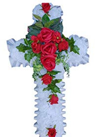 stems of elegance Cross Silk Artificial Funeral Flowers Wreath/Memorial/Grave/heart/letters sympathy flowers Tribute 20