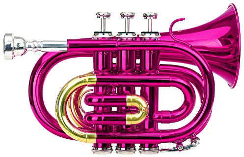 Classic Cantabile Brass TT-400 Bb-Taschentrompete (Messing, Schallbecher Durchmesser: 93 mm, Bohrung: 11,8 mm, Stimmung: Bb, inkl. Leichtkoffer, Mundstück, Putztuch, Handschuhe) pink