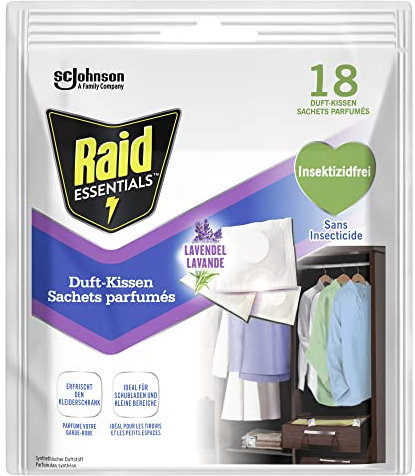 Raid Essentials (Paral) Duft-Kissen Lavendel, frischer Lavendelduft für Kleiderschrank und Schubladen, bis zu 2 Monate wirksam, 1er Pack (1 x 18 Stück)
