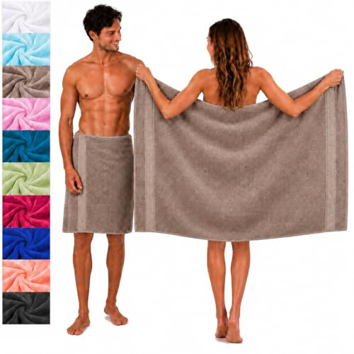 Betz Lot de 2 Serviettes à Sauna Palermo 100% Coton 80x200cm Couleur Gris Pierre