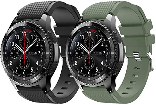 Vozehui Strap Compatible with Samsung Gear S3 Frontier & Classic/Galaxy Watch 46mm/Huami Amazfit 2/Huawei Watch GT & 2 Pro - 22mm Soft Silicone Sport Wrist Band