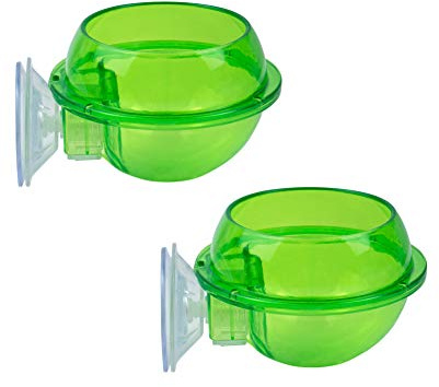 AUEAR, 2 Pack Reptiles Suction Cup Feeder Chameleon Feeding Food Cricket Bowl Water Dish Gecko Ledge Supplies Accessories for Lizard Bearded Dragon