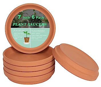 vensovo Untersetzer aus Terrakotta, 17,8 cm, 6 Stück, mittlere runde Blumentopf-Untersetzer, mittlere Ton-Blumentablett, perfekt für 15 cm, 16,5 cm, 17 cm, Blumentopf mit Ablaufloch und ideal für