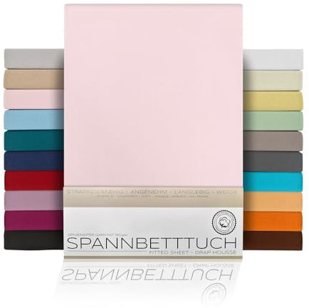 BEAUTEX Spannbetttuch Bettlaken aus Baumwolle, Premium Jersey Stoff 160g/m², Größe und Farbe wählbar (Standard - 90x200x30 cm, Rosa)