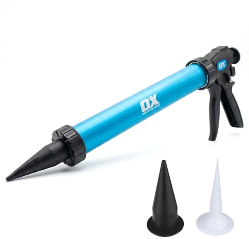 OX Pro Dual Thrust Wurstpistole, 600 ml | 600 ml Wurstrohrpistole, werkzeugloser Kolben, Schwerlastrahmen, Klebstoff und Dichtstoff, Pistola de Calafateo