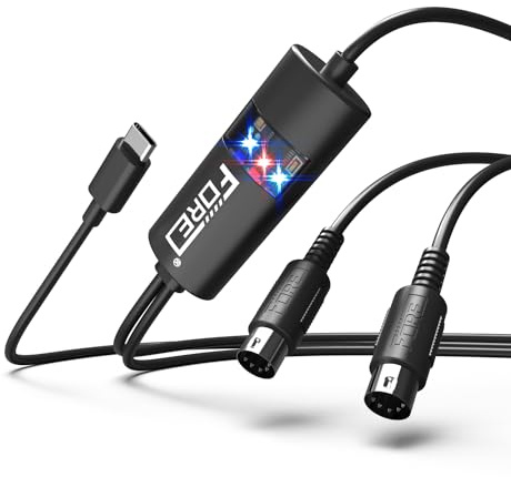 FORE MID zu USB Kabel Konverter Kompatibel mit USB-Typ-C-MIDI-Kabel mit Input&Output Funktioniert mit MIDI-Tastatur/Synthesizer/MIDI-Deivce Kompatibel mit iOS&Android, Windows/Mac OS Schwarz - 2m