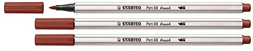 STABILO Pinselstifte Pen 68 Pinselstifte, Braun, 3 Stück