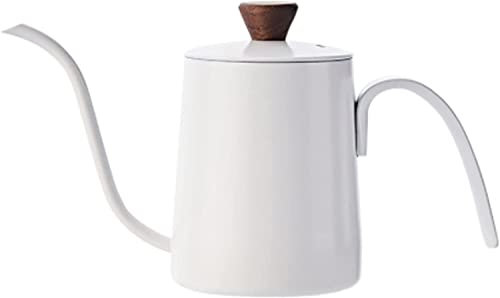 Percolator Coffee Pot Hand Brewed Coffee Pot Household Ear Pot Mini Stainless Steel Drip Type Available Temperature Long Mouth Narrow Mouth Pot (Color : White)