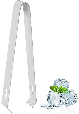 Natudeco Pince à Glace en Acier Inoxydable Saisissant la Glace Pince à Cube de Sucre Facile Pince à Épiler Pince à Denteler Pince à Nourriture (Miroir Lumière)
