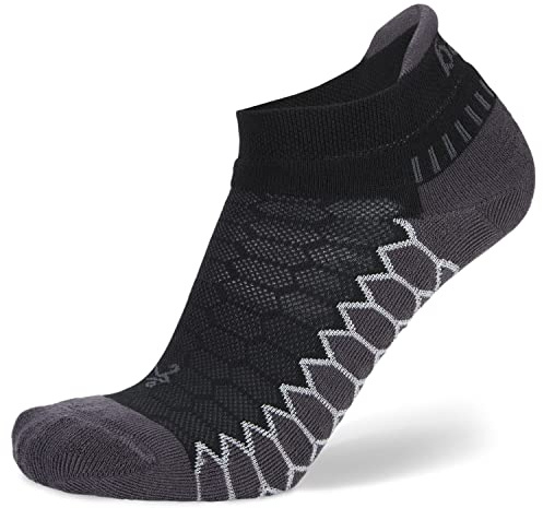 Balega Unisex Silver No Show Silver Kompression Fit Performance No Show Atletisk Löparstrumpor för Män och Kvinnor (1 par), Svart, Stor (förpackning med 1)