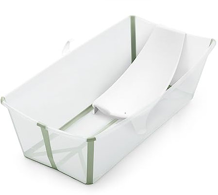Stokke Flexi Bath XL (Transparent Green) mit Newborn Support - Leichte Konstruktion & einfach zu verstauen - Ideal für Kinder von 0-6 Jahren