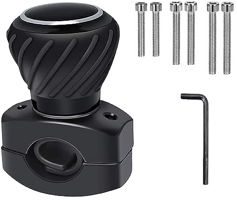 Tongboke 1er Lenkradknauf für Auto & Traktor, Universal-Lenkhilfe, Schwarz | schwarzer Drehknopf mit 6 Schrauben und Inbusschlüssel zur Montage.