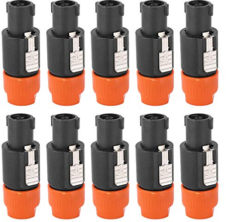 Tiiyee C NL4FC Connettore per Altoparlante Audio, Spine Altoparlanti Audio Speakon Cash Cavo Plug Spina Amplificatore a 4 Poli Maschio Impermeabile Ricevitore Sistemi Video 10 Pezzi (Arancia)