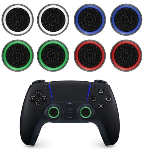 8 empuñaduras de pulgar compatibles con PS5 y PS4, empuñaduras de pulgar PS4, cubierta de silicona, accesorios de protección para joystick, controladores de juego, puntos elevados convexos y cóncavos