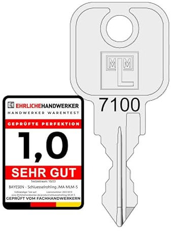 bayesen Ersatzschlüssel passend für MLM EuroLocks BISLEY L&F - Schließung 7001 bis 7500 - für Hebelzylinder Möbelschlösser und Schrankschlösser - Nachschlüssel & Zusatzschlüssel Code [7019]