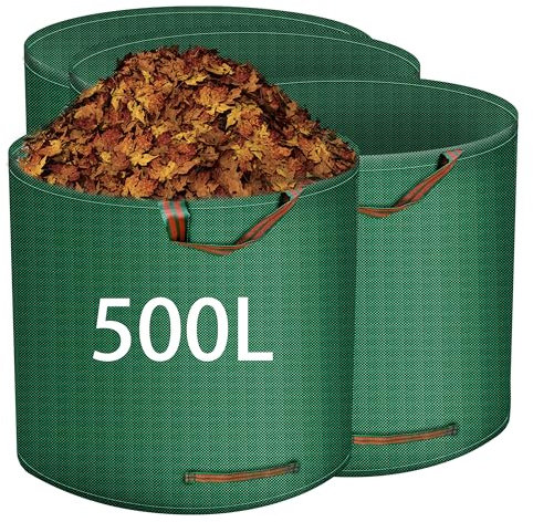 DUCINO Garden Waste Bags,Heavy Duty Garden Bags 4pack,reusable yard waste bags with Handles,Ideal for Collecting Garden Waste, Plant Waste Grass and Leaves(500L)