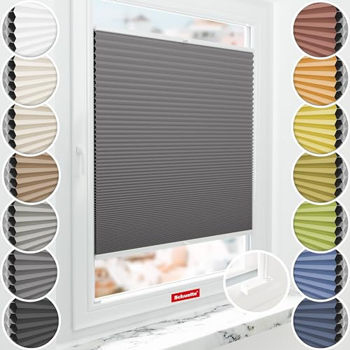 Schuette® Wabenplissee mit Bohren ● Blackout x Honey ● Twilight Tango (Grau) ● 20x80cm (Breite x Höhe) ● Suprafix Halterungen Mit Bohren ● Bequeme Montage