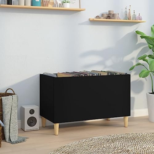 ShGaxin Armoire à disques Noir 74,5x38x48 cm Bois d'ingénierie,Player Boite,Meuble De Rangement,Rangement Disque Vinyle